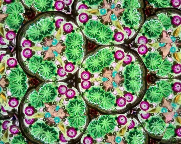 Handcrafted Etched Floral Pattern Lacquered Brass Kaleidoscope 1 Inch Diameter - Image 4